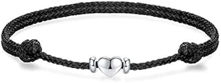 J.Endéar Heart Anklets for Women Girls Sterling Silver, Personalised Handmade Anklets Bracelet 32cm Adjustable Love Friendship Gift