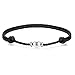 Produktbild J.Endéar Fußkettchen Herz Silber 925 Damen Mädchen, Liebe Geschenk geflochtene Seil Fußkettchen 32cm verstellbar Handmade schwarz