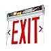 LFI Lights® NYC Approved Edge-Lit UL 924 Listed, Red LED, Exit Sign, Single-Sided Clear Acrylic Panel with 8” Letters, Aluminum Housing, 120/277VAC Hardwired with Battery Backup, Removable Chevron Arrows NYCELRTRWBB