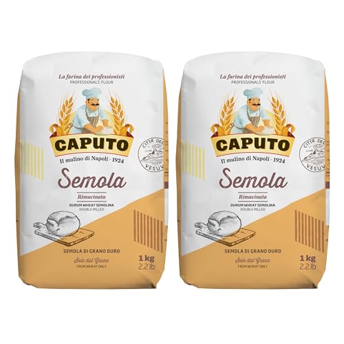 Caputo Semola Rimacinata 1 kg – Harina de Sémola de Trigo Duro Italiana para Pasta Fresca, Pizza y Pan – Molida Fina Tradicional - Pack Laborawi (x2)