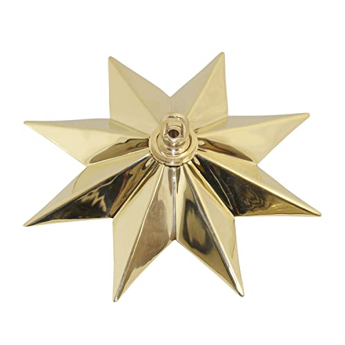 Image of RCH Hardware CN-11-PB CN-11-S-H-PB Solid Brass Decorative Star Shaped Ceiling Canopy Medallion Accent for Chandeliers and Pendant Lighting with Matching Screw Collar and Loop, Polished, Polished Brass