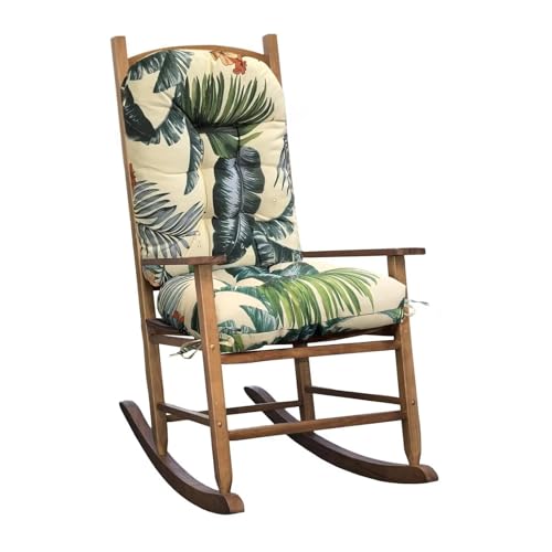 TESICA Outdoor Floral Seat Back Chair Cushion Tufted Rocking Chair Replacement Cushions for Patio Home Garden Office Beige Green