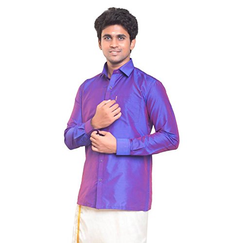 Image of THANGAMAGAN Men's Regular Fit Shirt (TF0050142MSBE Blue 42)