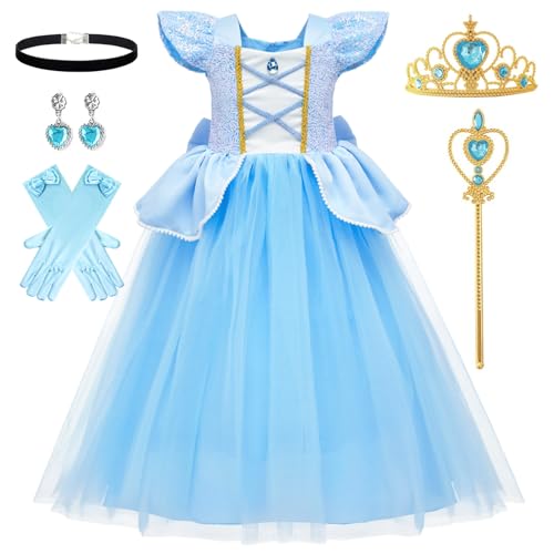 Girls Princess Dress Up Birthday Party Luxury Cosplay Costume Outfit with Accessories