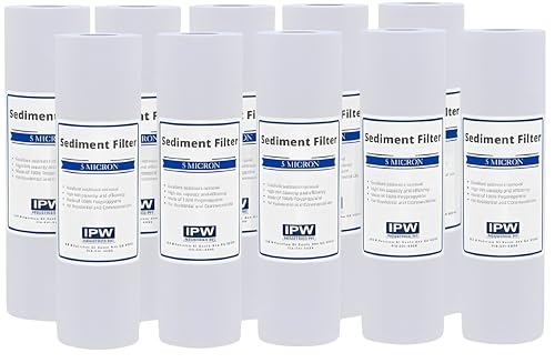 IPW Industries Inc. | 10-Pack GE GXWH20S - 5-Micron Sediment Water Filter Replacement Cartridge for Whole House & Reverse Osmosis Water Filter System