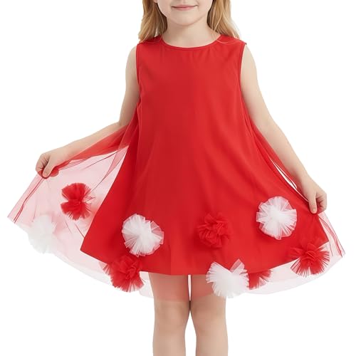 Girls Summer Dress, Toddler Tulle 3D Floral A-Line Outfits, Casual...