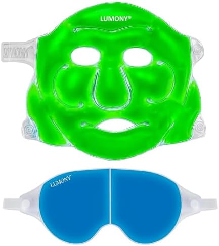 LUMONY® | Combo | Cooling Gel Relaxing Cool Gel Face Mask & Cooling Relaxing Eye Mask for Suitable for All Family Members (Face Mask + Eye Mask)
