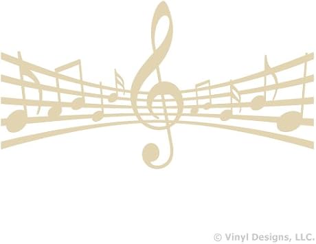 طاقم العمل مع Clef و Music Notes Vinyl Wall Decal Sticker Art ، Studio ، Home Decor ، Mural