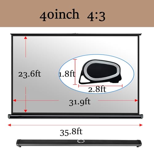 Pantalla de proyección retráctil para mesa 40in/4:3, portátil con estructura de aluminio ligera miniatura 7