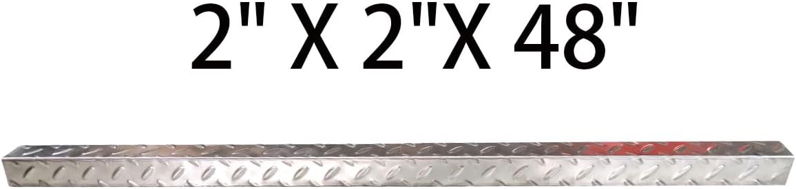 Diamond Plate Angle, Stainless Steel Corner Guard 2 x 2 x 48 inch, Metal Stair Nosing, Wall Trim, Pack of 4(Outside Corner)