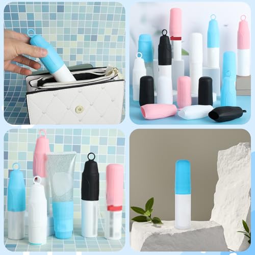 JIEYAO 16 peças essenciais de viagem para mulheres, capas de garrafa de silicone, à prova de vazamen