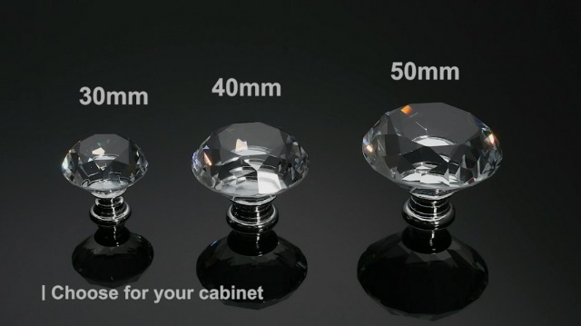 12 Pomelli Per Cassetti In Cristallo Taglio Diamante 42mm - Moderni, Cromati, Per Mobili - Foto 8