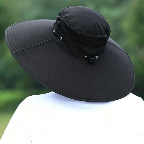 Image of HUAMULAN Wide Brim Sun Hats Men and Women Bucket Safari Fishing Hat for Hiking Garden Lawn Work Camping Outdoor