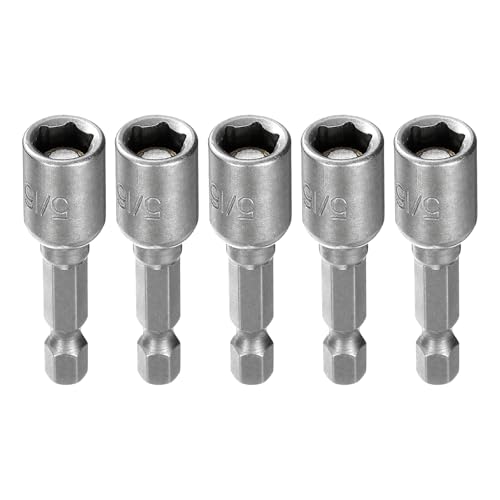 HARFINGTON 5 punte esagonali per trapano da 5/16", attacco a 6 punti, codolo esagonale da 1/4", 48 mm, in acciaio CR-V, dado a cambio rapido per trapani elettrici e avvitatori a percussione