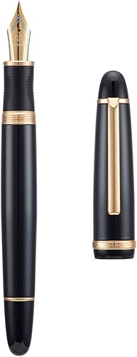 Jinhao X850 - Pluma estilográfica mediana con convertidor negro con clip dorado de metal para escribir