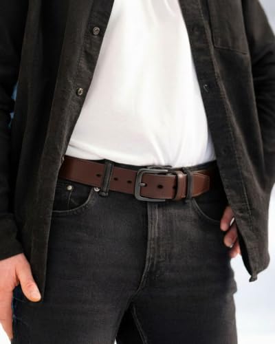 Image of CHAOREN Mens Belts Leather 35mm for Jeans - Tough at Work, Sharp Daily | Genuine Leather, Durable Buckle, Casual Occasion, Everyday Dress, Classic Style, Handmade, Gift Box