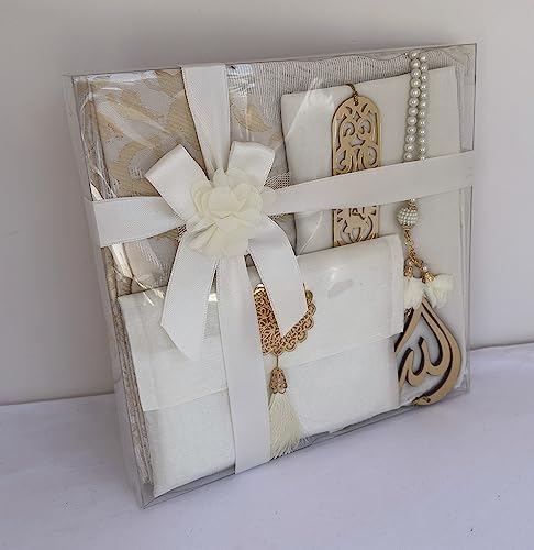 Muslim Prayer Rug, 7 In One Gift Set, Prayer Mat Surah Book, Tasbeeh, Scarf, Surah Case, Bookmark, Car Mirror Hanger - Image 2