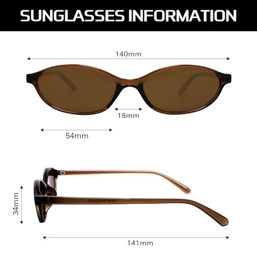Image of GUVIVI Retro Oval Sunglasses for Women Chic Cat Eye 90s Sunnies Lightweight Narrow Shades Trendy UV protection Sun Glasses