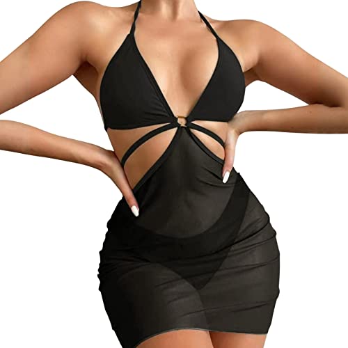 Maillot de bain femme deux pièces avec short et haut bikini push-up noir