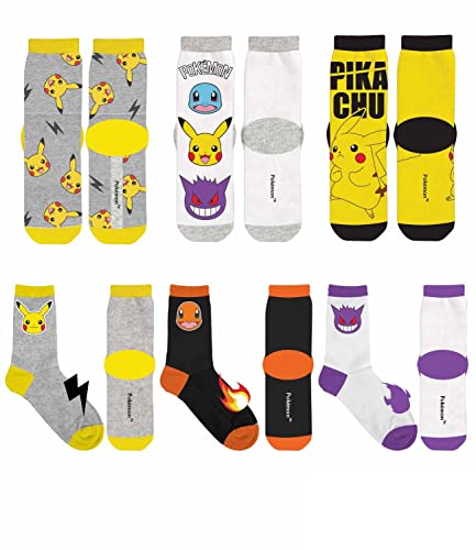 6 pares de calcetines Pokemon para niños | Calcetines para niños, multicolor, 31-34 cm