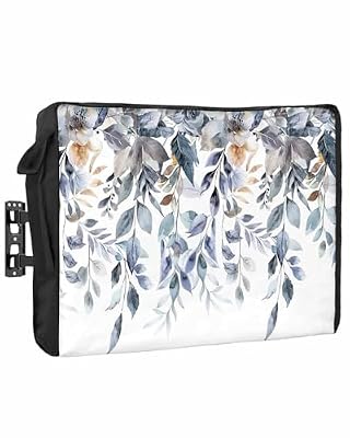 DecorLovee Outdoor TV Cover 80 to 85 Inches Weatherproof & Waterproof, Blue Grey Christmas Outdoor TV Enclosure with Remote Control Pocket, Xmas Botanical Eucalyptus Leaves TV Screen Protectors