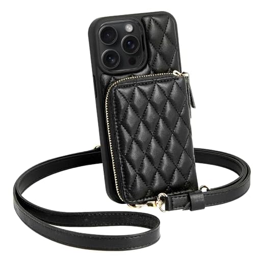 LAMEEKU Designed for iPhone 13 Pro Max Wallet Case with Card Holder, Leather Crossbody Case for Women Shockproof Case Compatible with iPhone 13 Pro Max, 6.7 Inch-Black