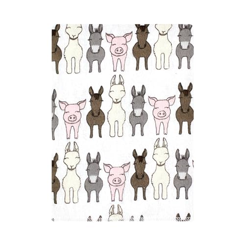 Image of Hudson Baby Unisex Baby Cotton Poly Flannel Burp Cloths Bundle, Farm Friends Pink, One Size