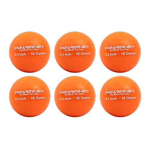 Powernet 3.2" Weighted Hitting Batting Training Balls (6 Pack) | 12 To 20 Oz | Build Strength And Muscle | Improve Technique And Form | Softball Size (18 Oz - Orange) #TOP30