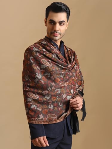 Image of Zamour Faux Pashmina Soft Jamawar Woven Jacquard Shawl for Men