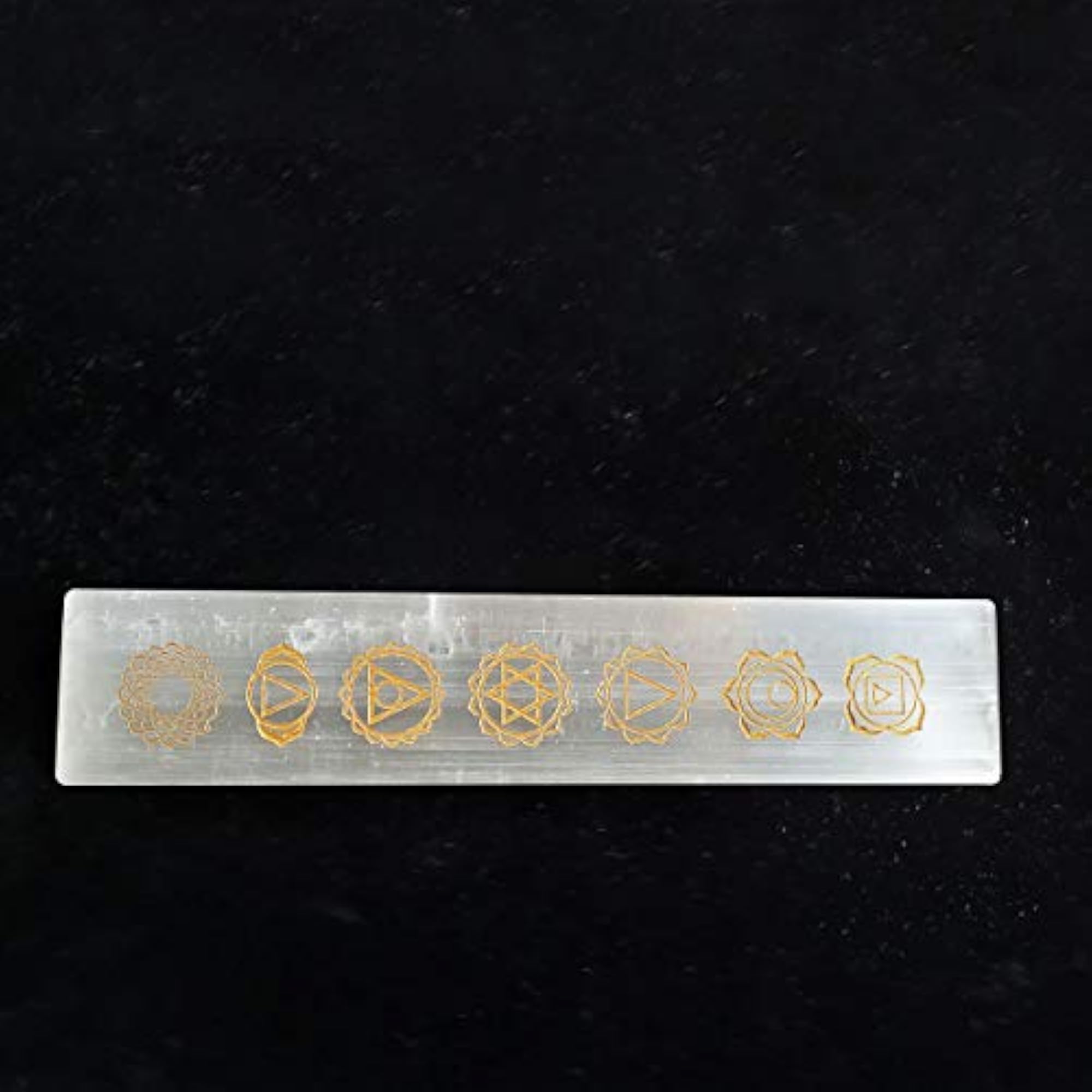 7 Chakra Symbol Selenite Stick, Feng Shui Cleansing