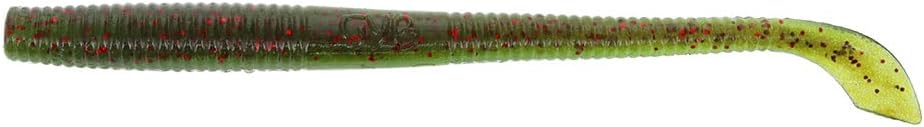 Yamamoto 4 Kut Tail Worm - Realistic Easy-To-Use Soft Plastic Fishing Lure Baits - 20 Pack, Green Pumpkin With Small Red/042J