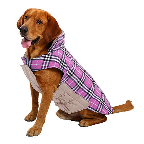 MIGOHI Dog Jackets for Winter Windproof Reversible Dog Coat for Cold Weather British Style Plaid Warm Dog Vest for Small Medium Large Dogs, XL