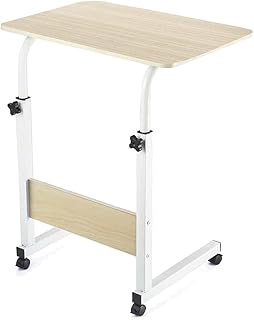 Acomoda Textil - Mesa Escritorio con Ruedas para Trabajar y Estudiar. Mesa Auxiliar Ajustable Multiusos para Dormitorio Salón y Cocina 40x60x65-89 cm. (Natural)