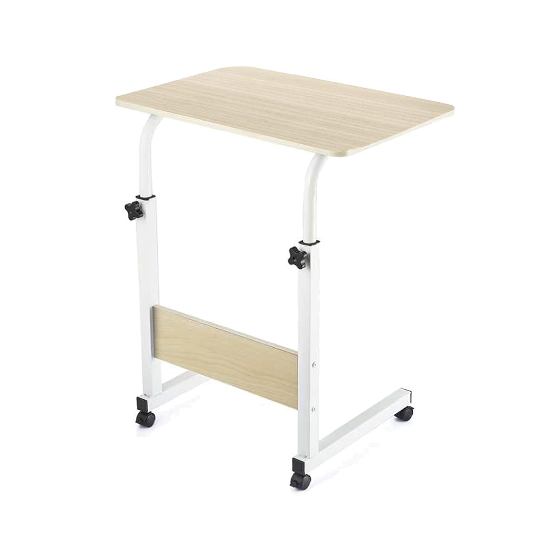Acomoda Textil - Mesa Escritorio con Ruedas para Trabajar y Estudiar. Mesa Auxiliar Ajustable Multiusos para Dormitorio, Cocina y Salón 40x60x65-89 cm. (Natural)