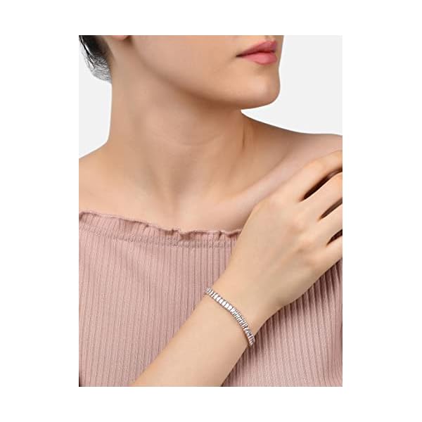 ZAVERI PEARLS Rose Gold Dazzling Baguette Cubic Zirconia Necklace Earring & Bracelet Set For Women-ZPFK12570 - Image 7