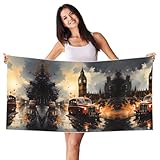 【Sandabweisend & Pflegeleicht】 Die einzigartige Mikrofaser-Struktur des London Color Taxi Print Silver Fox Velvet Strandtuchs widersteht effektiv Sandhaftung, wodurch es zum Kinderspiel wird, abzuschütteln und sauber zu halten.