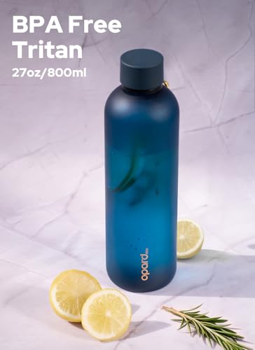 Image of Opard Slim Water Bottle 27oz, Dishwasher Safe Plastic Water Bottle BPA-Free, Leakproof Screw Top, Midnight Blue, Reusable for Travel School Sport Gym Hiking