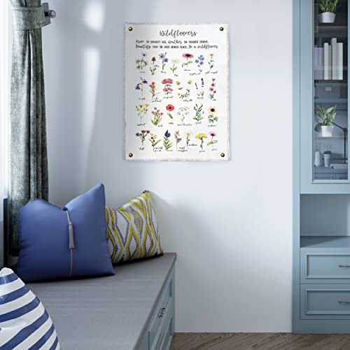 Botanical Inspirational Wall Art Flower Poster - 18” X 24” Cotton Canvas Wildflower Fabric Wall Hangings | Rustic & Farmhouse Style Watercolor Floral Art For School | Bedroom Decor For Women #TOP2