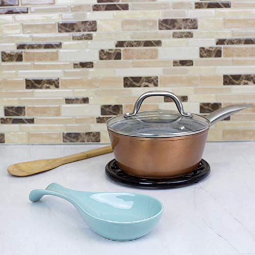 Home Basics Ceramic Spoon Rest (Turquoise) #TOP4