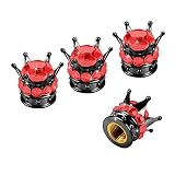 Crown Tire Valve Stem Caps, 4Pcs Handmade Bling Rhinestone Car Stem Air Caps Cover, Dustproof Tire Valve Caps for Bike Motorcycle Wheels, Auto Exterior Accessories for Girl Women (Black/Red)
