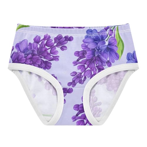 Cotton Girls Underwear Toddlers Watercolor Lilac Purple Flowers Little Girl Panties Bright Briefs Underpants 2t