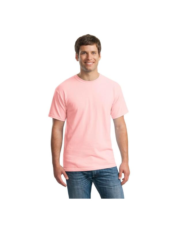 T-shirts en coton col rond Gildan rose clair : finis les hauts rêches