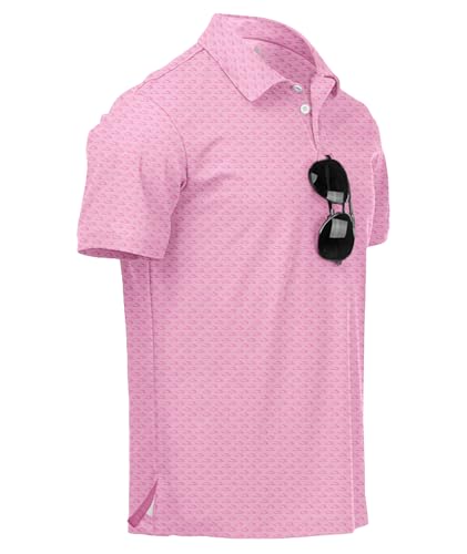 Image of ZITY Mens Golf Polo Shirts Short Sleeve UPF 50+ Performance Moisture Wicking Print Pattern Casual Collared Golf Shirt for Men