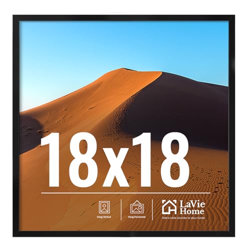Image of LaVie Home 18x18 Picture Frame for Wall Display, 18x18 Black Picture Frame with HD Plexiglas, 18 x 18 Photo Frame 1 Pack, Picture Frames for Displaying Photos, Classic Collection