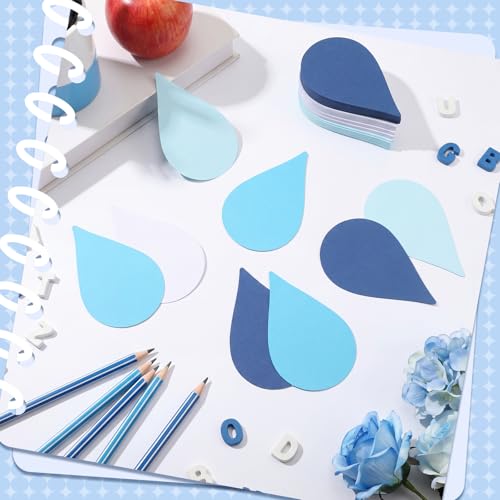 Image of Kisston 360 Pcs Raindrop Cutouts Paper 3.9 Inch White and Blue Die Cuts for DIY Craft Projects School Classroom Bulletin Board Decor