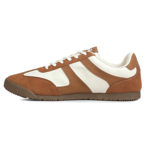 Image of Liberty LEAP7X DECIAN-4E Sneakers for Men - Red & Brown Lace-Up Casual Shoes | Memory Foam Cushioned Insole, Lightweight Low-Profile Sneakers, Walking, College, Travel & Casual Outings