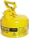 Justrite 7110200 1 Gallon, Galvanized Steel Type I Yellow Safety Can