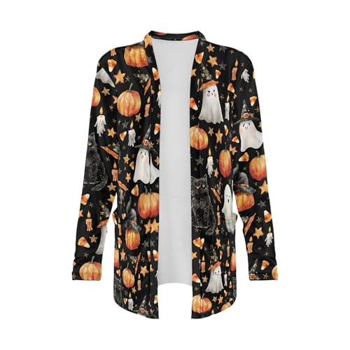 Image of Fall Maple Leaf Cardigan Sweaters for Women Long Sleeve Cardigan Soft Drape Open Front Dusters V-Neck Jackets Dressy