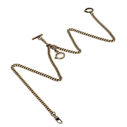Catena Per Orologio Da Taschino Con Clip, Catena Per Gilet Da Taschino In Lega Di Metallo Vintage, Catena Per Orologio Da Taschino Vintage In Metallo Vintage Collegamento Classico Antico (Bronzo) - 8