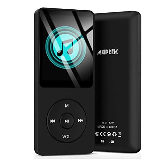 AGPTEK A02S 16GB MP3 Player, 70 Hours Playback Lossless Sound Music Player, Supports up to 128GB, Black